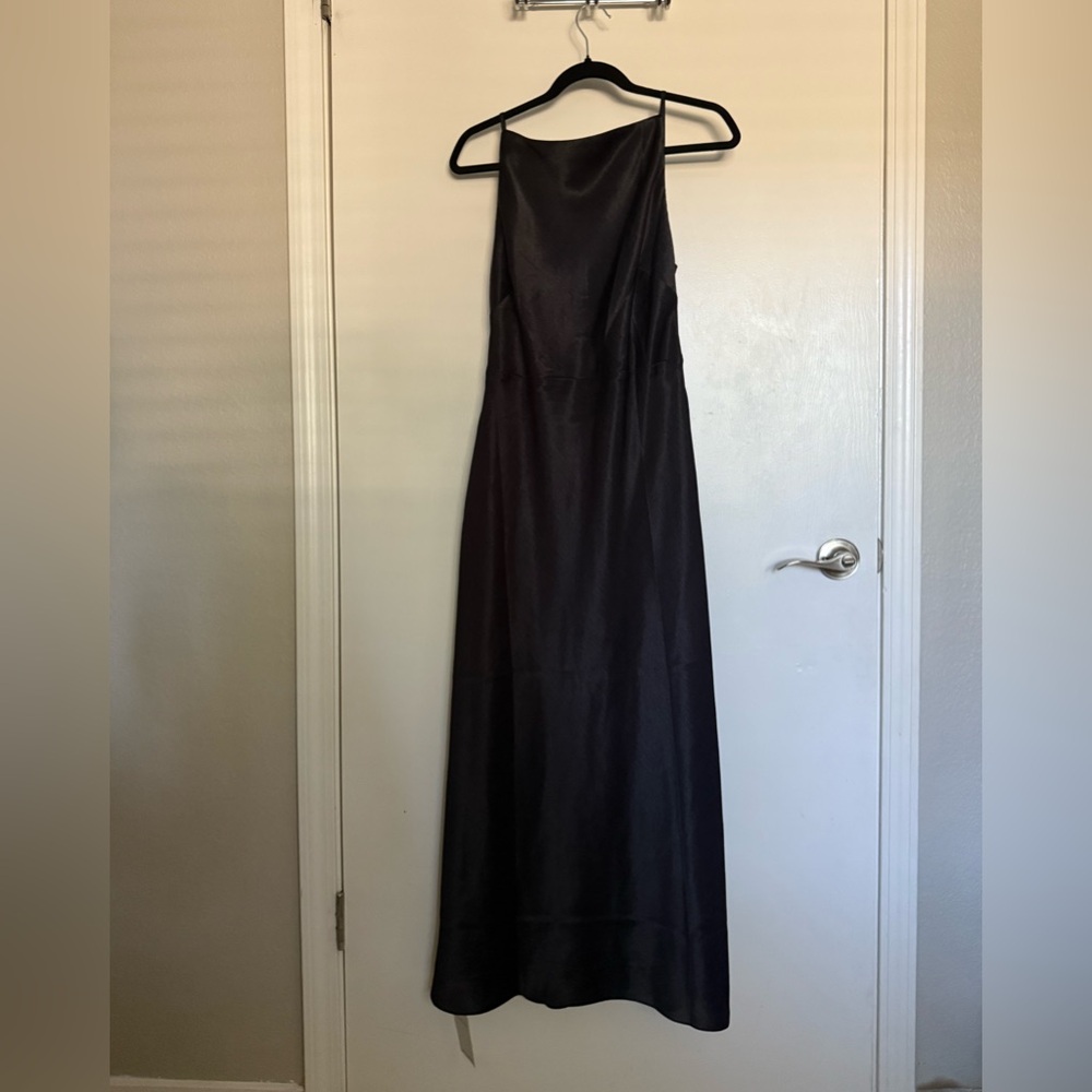 Abercrombie & Fitch “High-Neck Crinkle Satin Maxi Dress”